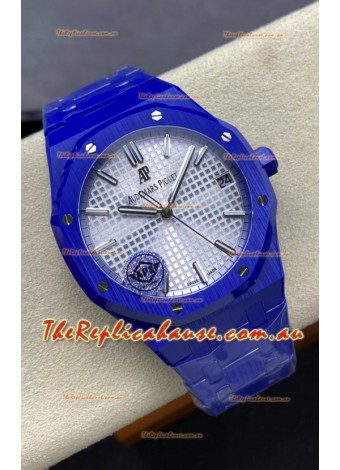 Audemars Piguet Royal Oak 15500 Blue Ceramic Casing Super Clone Replica Watch Steel Dial