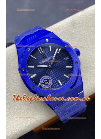 Audemars Piguet Royal Oak 15500 Blue Ceramic Casing Super Clone Replica Watch Blue Dial