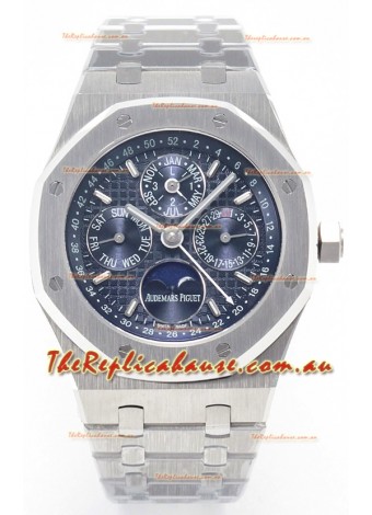 Audemars Piguet Royal Oak Perpetual Calendar Super Clone 904L Steel in Steel Blue Dial