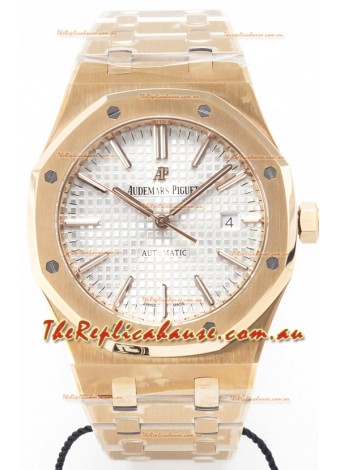 Audemars Piguet Royal Oak 15400 41MM Rose Gold White Dial Super Clone Replica Watch 