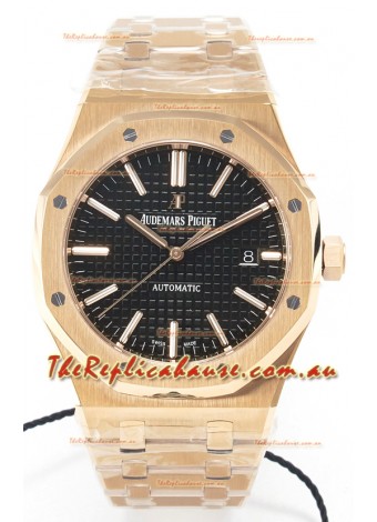 Audemars Piguet Royal Oak 15400 41MM Rose Gold Black Dial Super Clone Replica Watch 