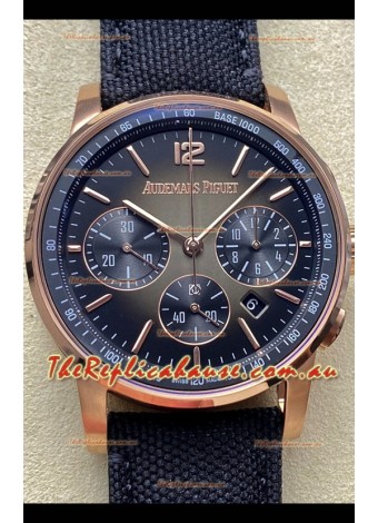 Audemars Piguet CODE 11.59 Chronograph Swiss Replica Watch in Rose Gold Casing Black Dial