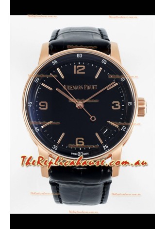 Audemars Piguet CODE 11.59 15210R Swiss Replica Watch in Rose Gold Black Dial 41MM