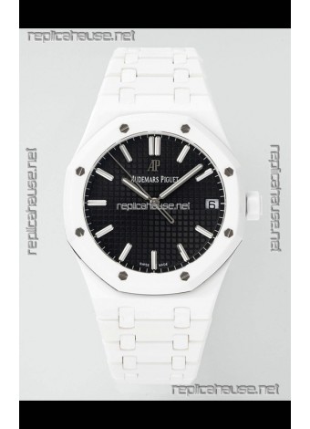 Audemars Piguet Royal Oak 15500 White Ceramic Super Clone Black Dial Watch 