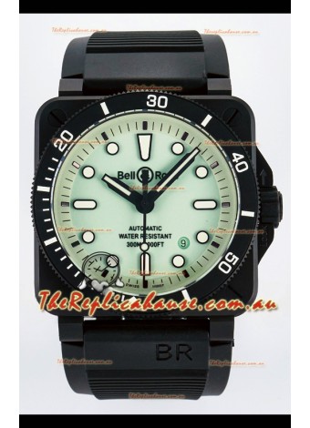 Bell & Ross BR03-92 Divers Edition PVD Coated 1:1 Mirror Replica Green Dial