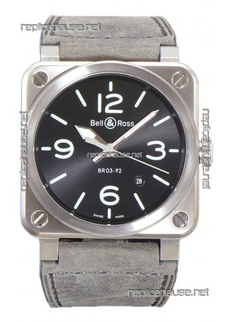 Bell and Ross BR03-92 Grey Dial 904L Steel Swiss Replica Watch 
