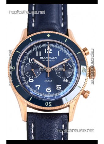 Blancpain Air Command Blue Dial Rose Gold 1:1 Mirror Swiss Replica Watch 