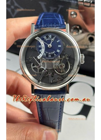 Breguet Tradition 7057BR/R9/9W6 Steel Casing Single Tourbillon Swiss Replica Blue Strap Watch
