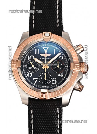 Breitling Replicas Avenger Chronograph 45 Two Tone Black Dial 1:1 Mirror Swiss Replica Watch 