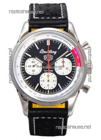 Breitling Replicas Top Time B01 Deus Edition Black Dial Leather Strap 1:1 Mirror Swiss Replica Watch 