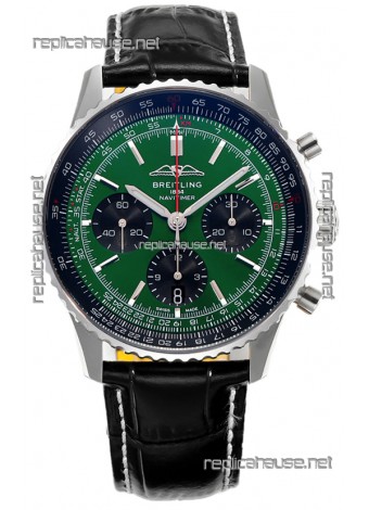 Breitling Replicas Navitimer B01 Chronograph 43 Green Dial - 904L Steel Casing 1:1 Mirror Swiss Replica