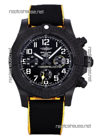 Breitling Replicas Avenger Hurricane Chronograph Black Dial Yellow Rimmed Nylon - DLC Coating Swiss Replica Watch