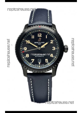 Breitling Replicas Navitimer Aviator 8 Automatic 41 Black Dial Blue Strap 1:1 Mirror Swiss Replica Watch 