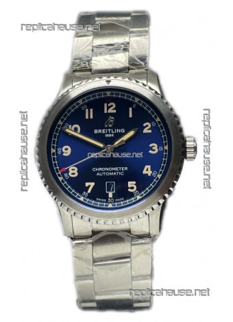 Breitling Replicas Navitimer Aviator 8 Automatic 41 Blue Dial Steel Strap 1:1 Mirror Swiss Replica Watch 