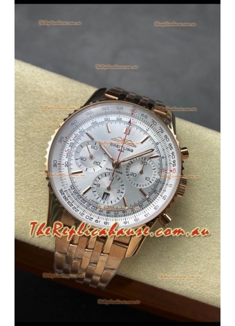 Breitling Navitimer B01 Chronograph 43 White Dial - Rose Gold Plated Casing 1:1 Mirror Swiss Replica