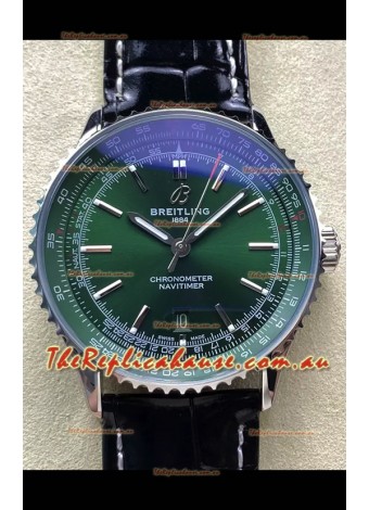 Breitling Navitimer 1 Automatic Swiss Replica Watch in Green Dial - Leather Strap