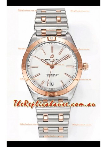 Breitling Chronomat 36MM 2 Tone Rose Gold Casing 1:1 Mirror Replica Watch White Dial