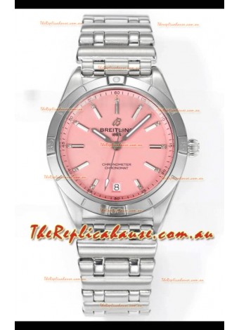 Breitling Chronomat 36MM Stainless Steel Casing 1:1 Mirror Replica Watch Pink Dial