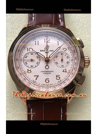 Breitling Premier B01 Chronograph 42 Edition Rose Gold White Dial - 1:1 Mirror Replica Watch