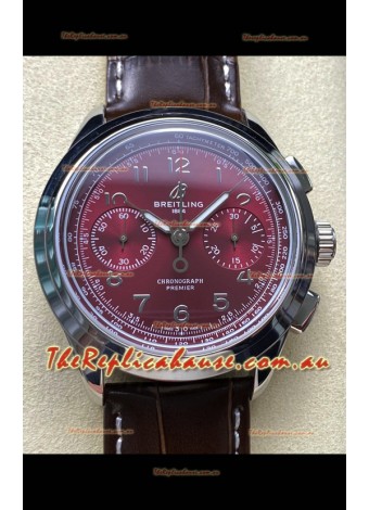 Breitling Premier B01 Chronograph 42 Edition Steel Casing Maroon Dial - 1:1 Mirror Replica Watch