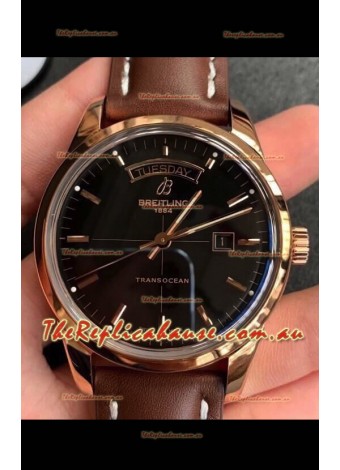 Breitling Transocean Day & Date Swiss Replica Watch in Black Dial 1:1 Mirror Edition