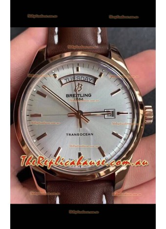 Breitling Transocean Day & Date Swiss Replica Watch in White Dial 1:1 Mirror Edition