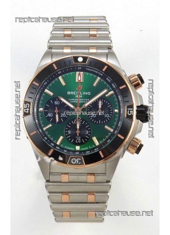 Breitling Chronomat Super Clone B01 42 Edition Swiss Two Tone Green Dial Watch 