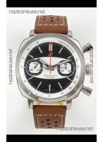 Breitling Top Time Super Clone Chronograph Brown Leather Strap Watch 