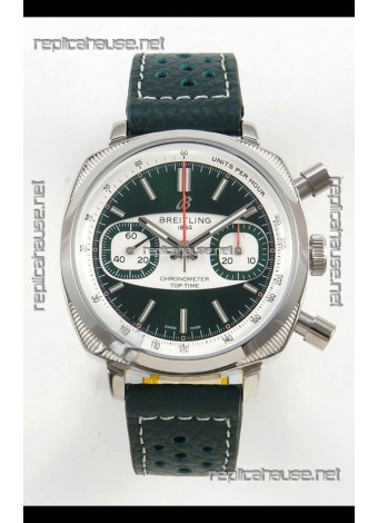 Breitling Top Time Super Clone Chronograph Black Leather Strap Watch 