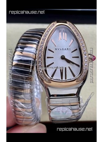 Bvlgari Serpenti Edition Two Tone Casing White Dial Watch in 1:1 Mirror Quality