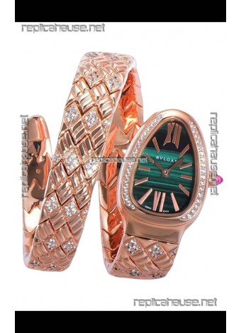 Bvlgari Serpenti Edition Rose Gold Casing Green Dial Watch in 1:1 Mirror Quality