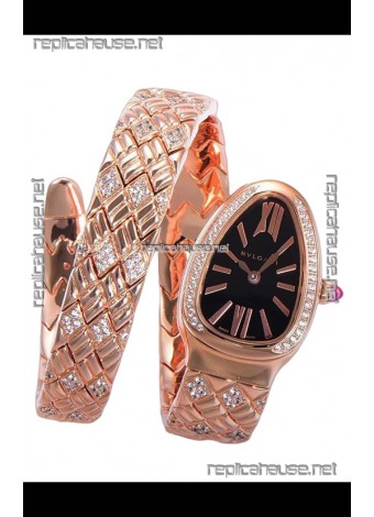 Bvlgari Serpenti Edition Rose Gold Casing Black Dial Watch in 1:1 Mirror Quality