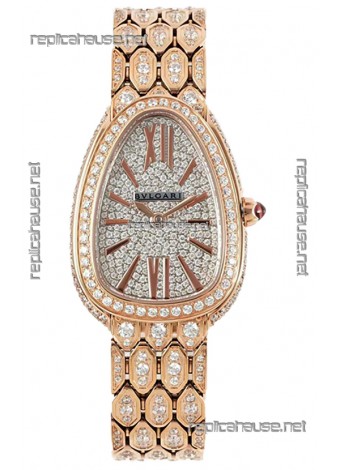 Bvlgari Serpenti Seduttori Edition Watch in Diamonds Paved Yellow Gold Casing - 1:1 Mirror Replica
