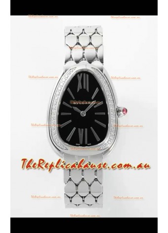 Bvlgari Serpenti Seduttori Edition in Steel Casing Super Clone Watch Black Dial