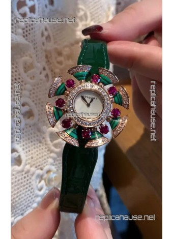 Bvlgari Divas's Dream Edition Watch in Rose Gold Casing - Diamonds Paved Bezel Swiss Replica