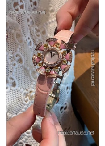 Bvlgari Divas's Dream Edition Watch in Rose Gold Casing - Diamonds Paved Bezel Swiss Replica