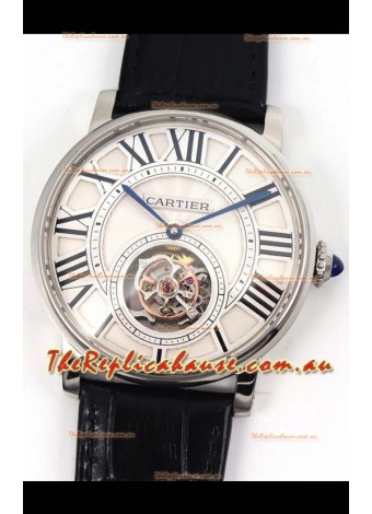 Rotonde De Cartier Flying Tourbillon Swiss Replica Watch in Steel Casing