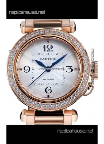 Pasha De Cartier 1:1 Mirror Quality Automatic Swiss Replica Watch 35MM Rose Gold