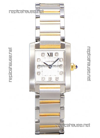 Cartier Tank Francaise Yellow Gold Two Tone Swiss Quartz Replica Watch 25.70MM