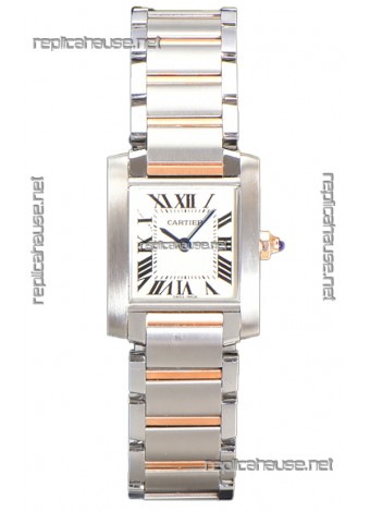 Cartier Tank Francaise Rose Gold Two Tone Swiss Quartz Replica Watch 25.70MM
