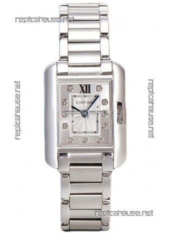 Cartier Tank Anglaise Steel Casing in Steel Strap Swiss Quartz Watch 30MM