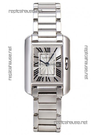 Cartier Tank Anglaise Steel Casing in Steel Strap Swiss Quartz Watch 30MM