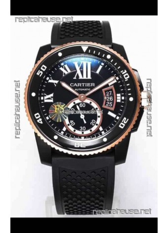 Calibre De Cartier Watch 42MM Blue Dial PVD Coated Case - 1:1 Mirror Replica Watch