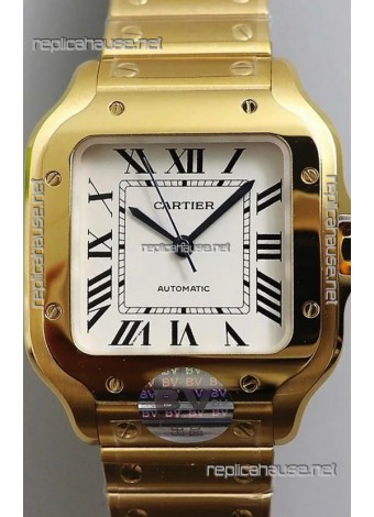 Santos De Cartier 1:1 Mirror Replica - 36MM Yellow Gold Swiss Movement Watch 