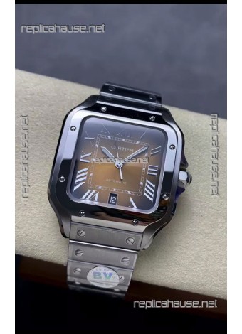 Cartier Santos De Cartier 904L Steel Brown Dial 1:1 Mirror Replica - 40MM Stainless Steel Watch