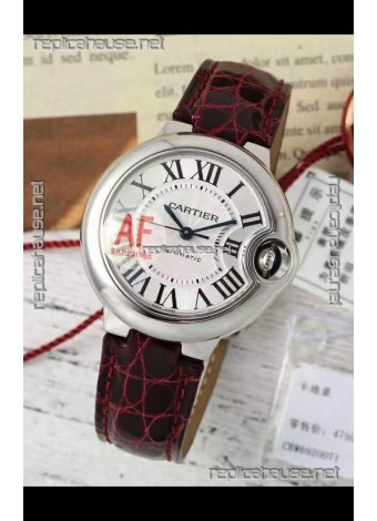 Ballon De Cartier Swiss Automatic 1:1 Mirror Quality Brown Strap 33MM in Steel Casing 