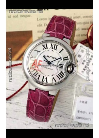 Ballon De Cartier Swiss Automatic 1:1 Mirror Quality Pink Strap 33MM in Steel Casing