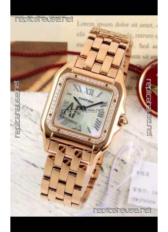PANTHERE de Cartier Edition 27mm Pearl Dial 1:1 Mirror Swiss Watch Rose Gold Casing