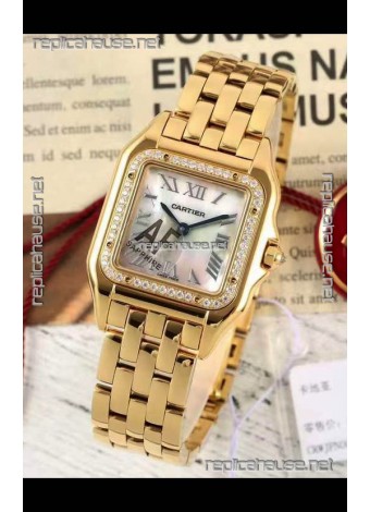 PANTHERE de Cartier Edition 27mm Pearl Dial 1:1 Mirror Swiss Watch Yellow Gold Casing
