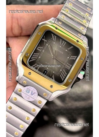 Cartier Santos De Cartier 904L Steel Brown Dial Two Tone 1:1 Mirror Replica - 40MM Stainless Steel Watch